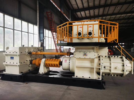 Máy đùn gạch đất sét hai giai đoạn Máy đùn đất sét Dây chuyền sản xuất Trục trộn
